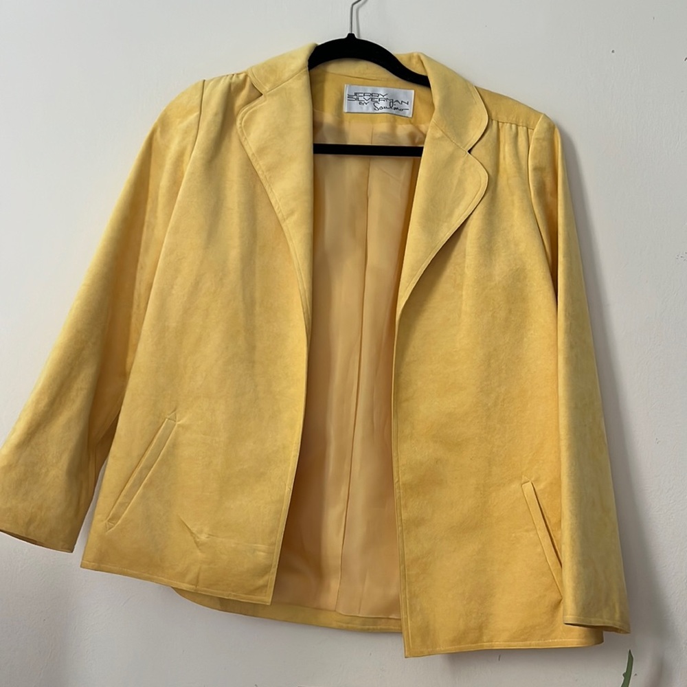 Vintage Jerry Silverman by Saulino Ultra Suede Blazer Sz S/M Open Yellow 70s NWT